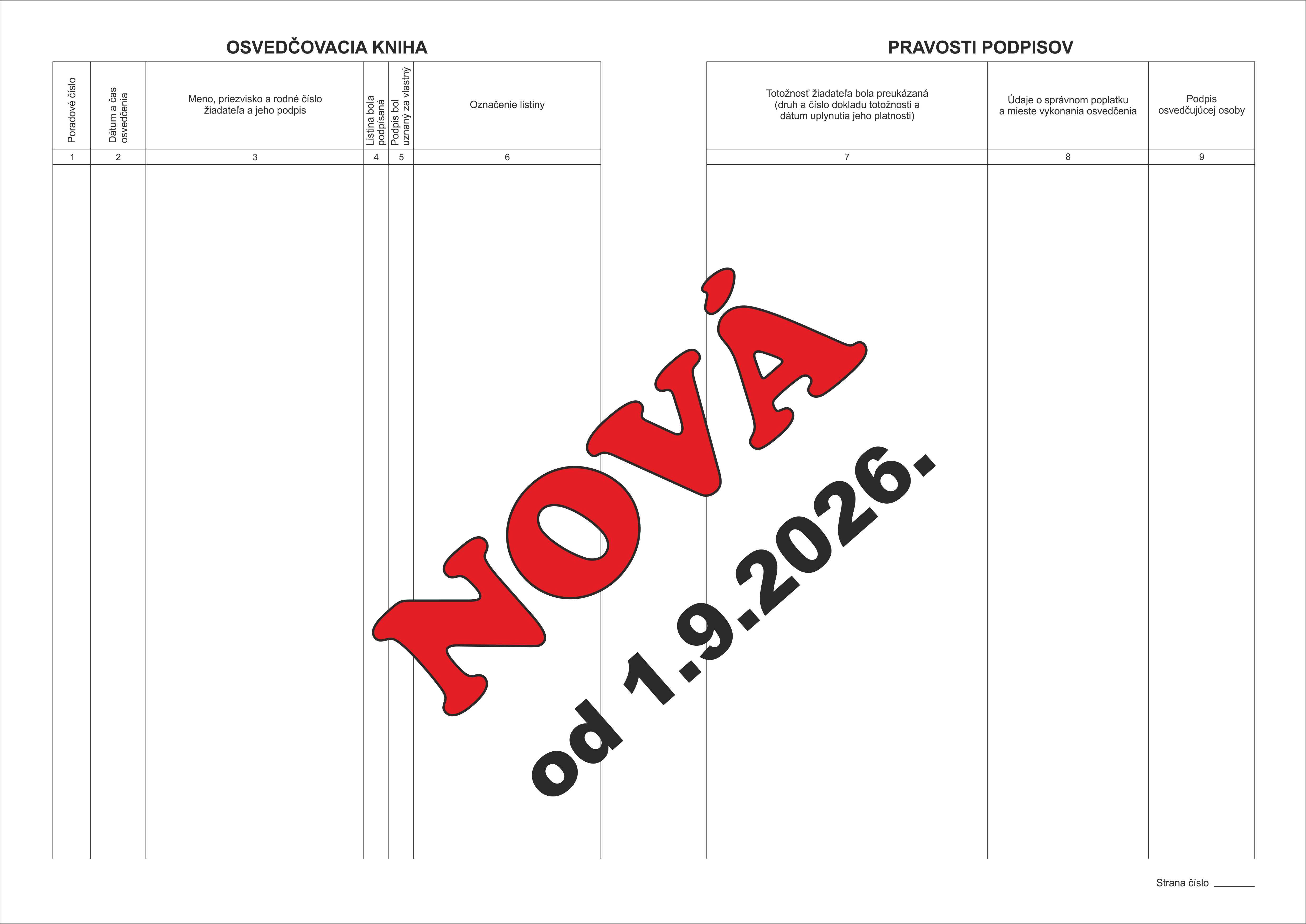 NOVÁ - Osvedčovacia kniha pravosti podpisov - 100 listová - bez riadkov