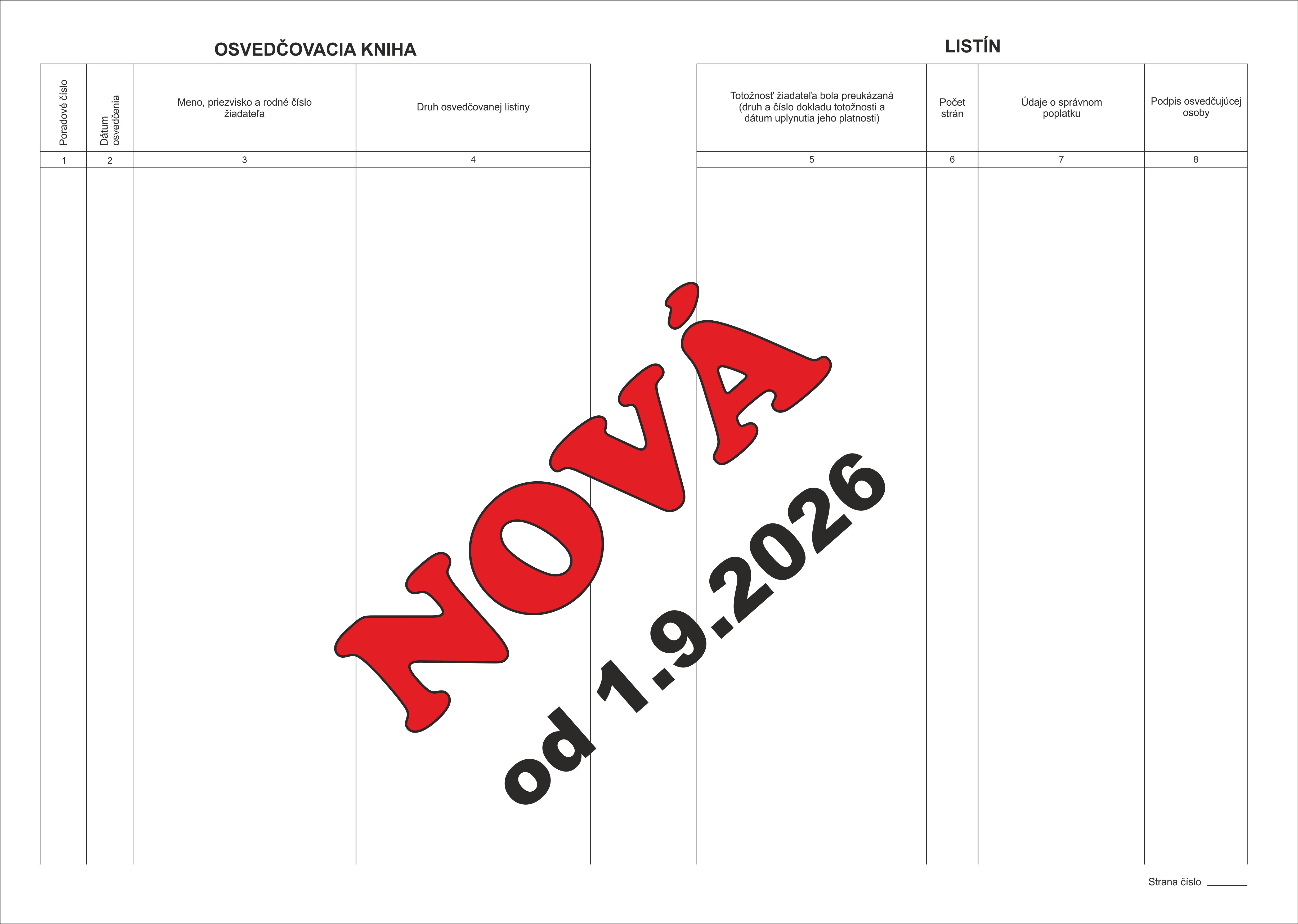 NOVÁ - Osvedčovacia kniha listín - 100 listová - bez riadkov