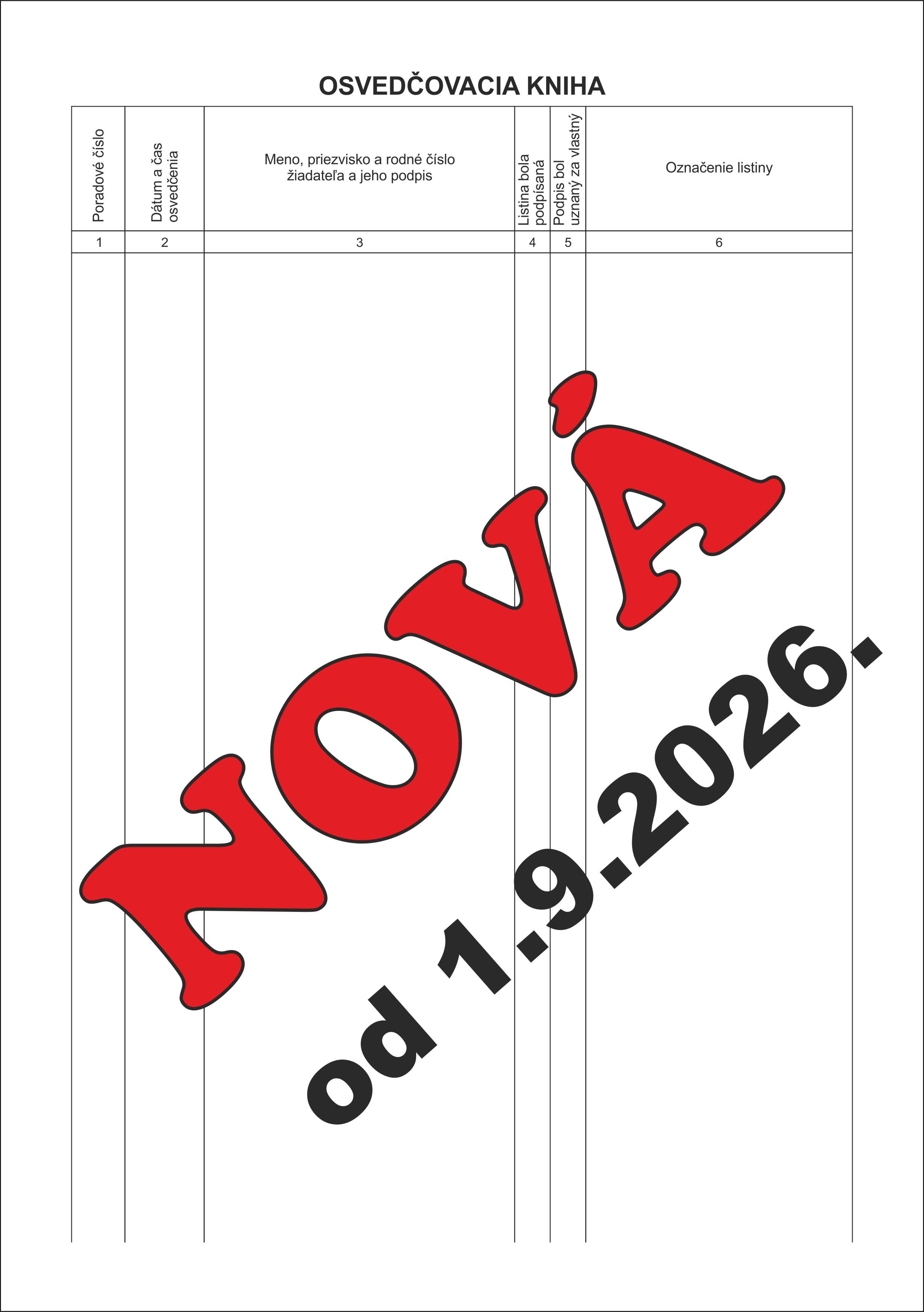 NOVÁ - Osvedčovacia kniha pravosti podpisov - 100 listová - bez riadkov