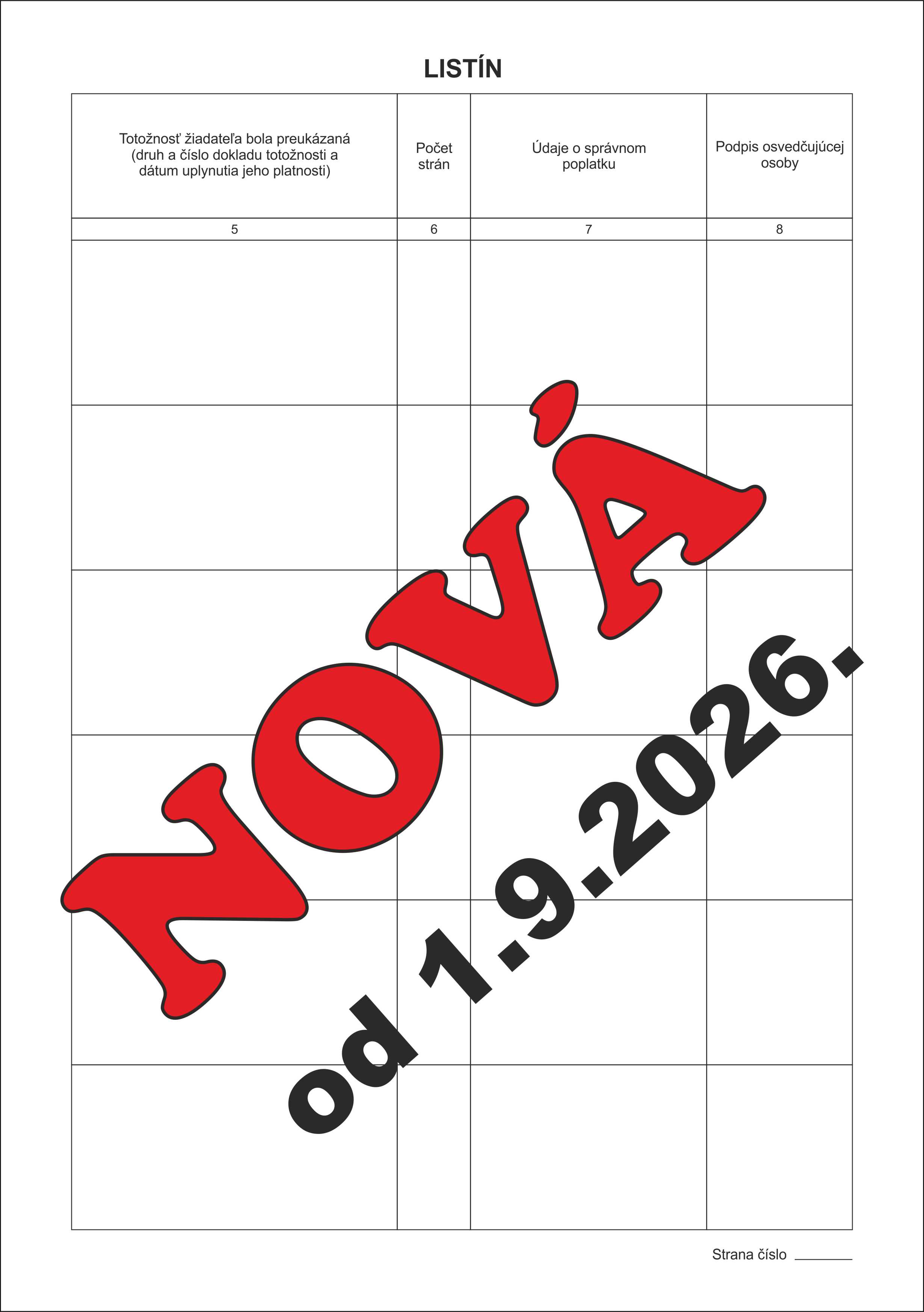 NOVÁ - Osvedčovacia kniha listín - 200 listová - 6 riadkov